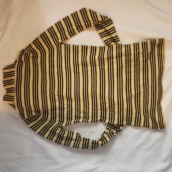 BCBG size XS yellow and brown striped sweater with tie neck - Picture 5 of 5